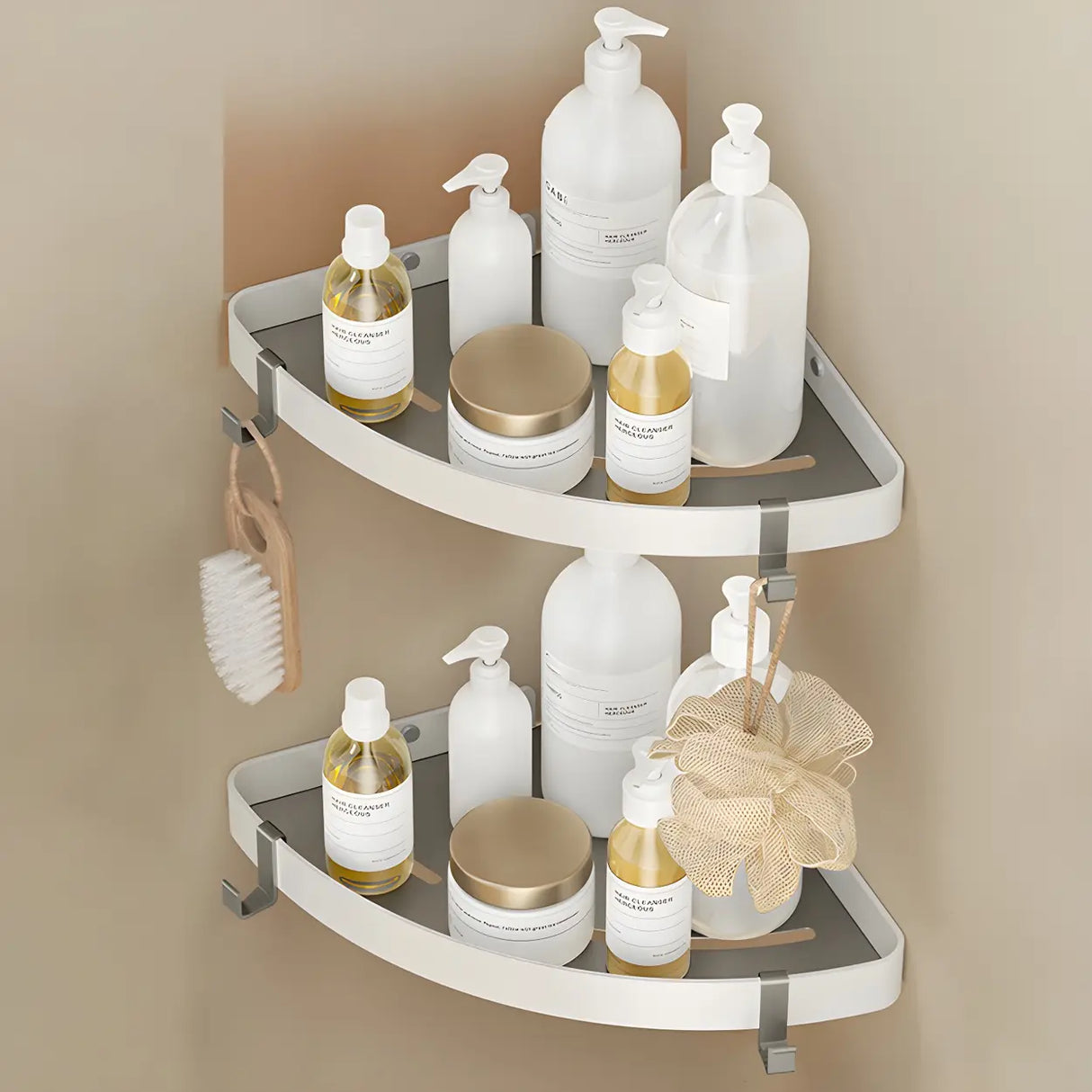 Metal White Adhesive Mount Storage Bathroom Hardware Set Image - 7