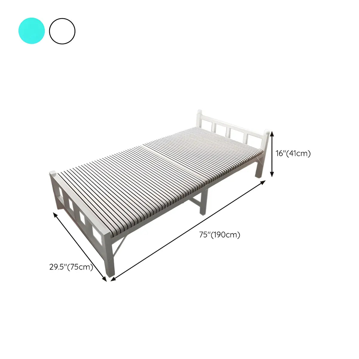 Metal White Twin Slat Bed with Headboard and Footboard Image - 16