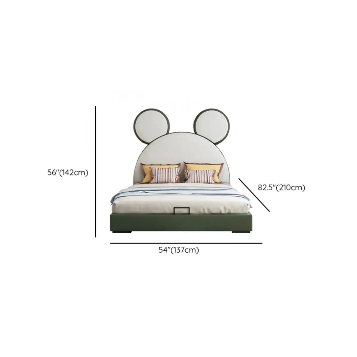 Mickey Upholstered Green Storage Panel Bed with Drawers Image - 13