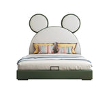 Mickey Upholstered Green Storage Panel Bed with Drawers Image - 2