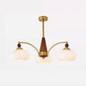 Mid-Century Brass Yellow Opal Glass Drum Chandelier  Image - 7