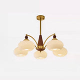 Mid-Century Brass Yellow Opal Glass Drum Chandelier  Image - 9