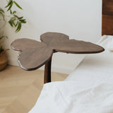 Mid Century Butterfly Brown Base Walnut Wood Side Table Image - 5