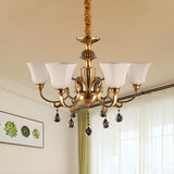 Mid-Century Classic Gold Frosted Glass Bell Chandelier Image - 2