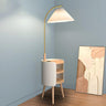 Mid-Century Cone Bedside Arc Floor Lamp with Storage Image - 2