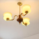 Mid-Century Glass Drum Brass Chandelier Adjustable Height Image - 6