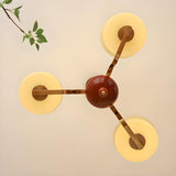 Mid-Century Glass Drum Brass Chandelier Adjustable Height Image - 7