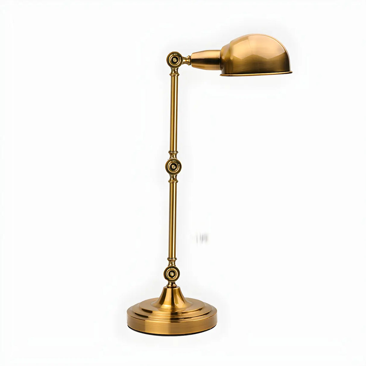 Mid-Century Gold Dome Adjustable Metal Arm Table Lamp Image - 5