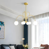 Mid-Century Modern Brass Globe Living Room Chandelier Image - 1