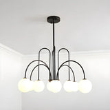 Mid-Century Modern Brass Globe Living Room Chandelier Image - 12