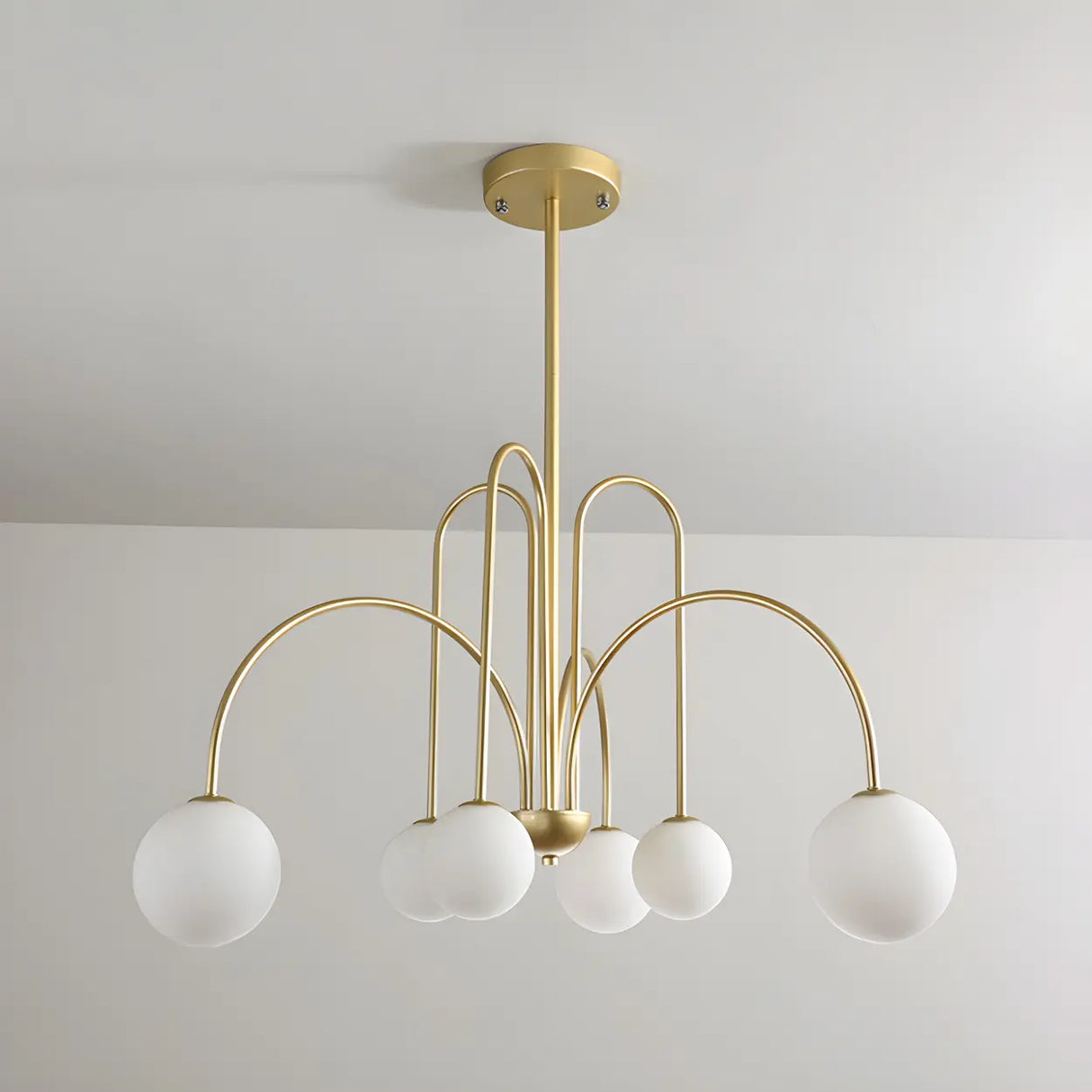 Mid-Century Modern Brass Globe Living Room Chandelier Image - 19