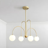 Mid-Century Modern Brass Globe Living Room Chandelier Image - 3