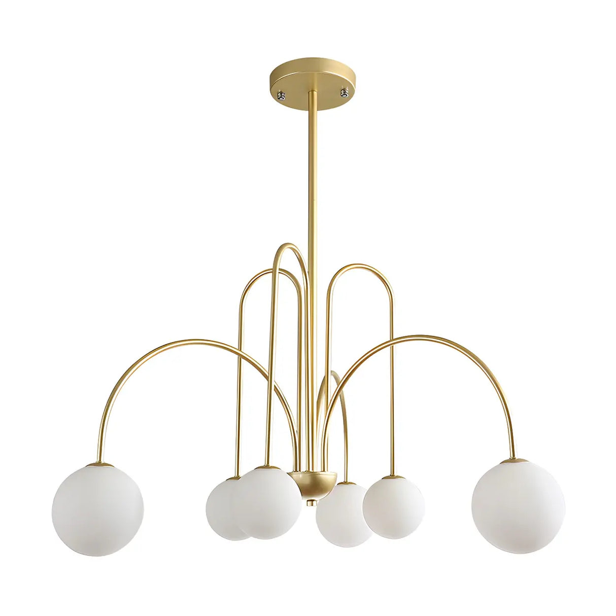 Mid-Century Modern Brass Globe Living Room Chandelier Image - 9