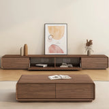 Mid-Century Modern Brown Wood Cabinet Long TV Stand Image - 1