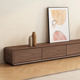 Mid-Century Modern Brown Wood Cabinet Long TV Stand Image - 7