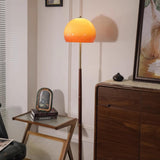 Mid-Century Modern Orange Amber Glass Dome Floor Lamp Image - 1