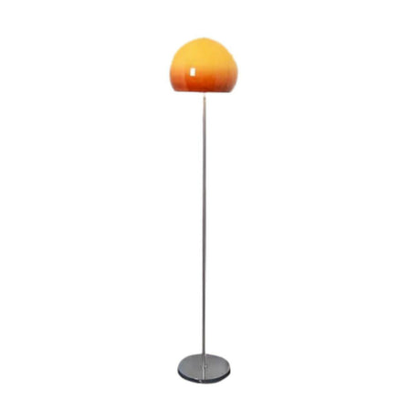 Mid-Century Modern Orange Amber Glass Dome Floor Lamp Image - 2