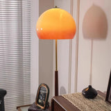 Mid-Century Modern Orange Amber Glass Dome Floor Lamp Image - 5