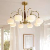 Mid Century White Bubble Ball 8-Light Dining Chandelier Image - 13