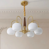 Mid Century White Bubble Ball 8-Light Dining Chandelier Image - 14