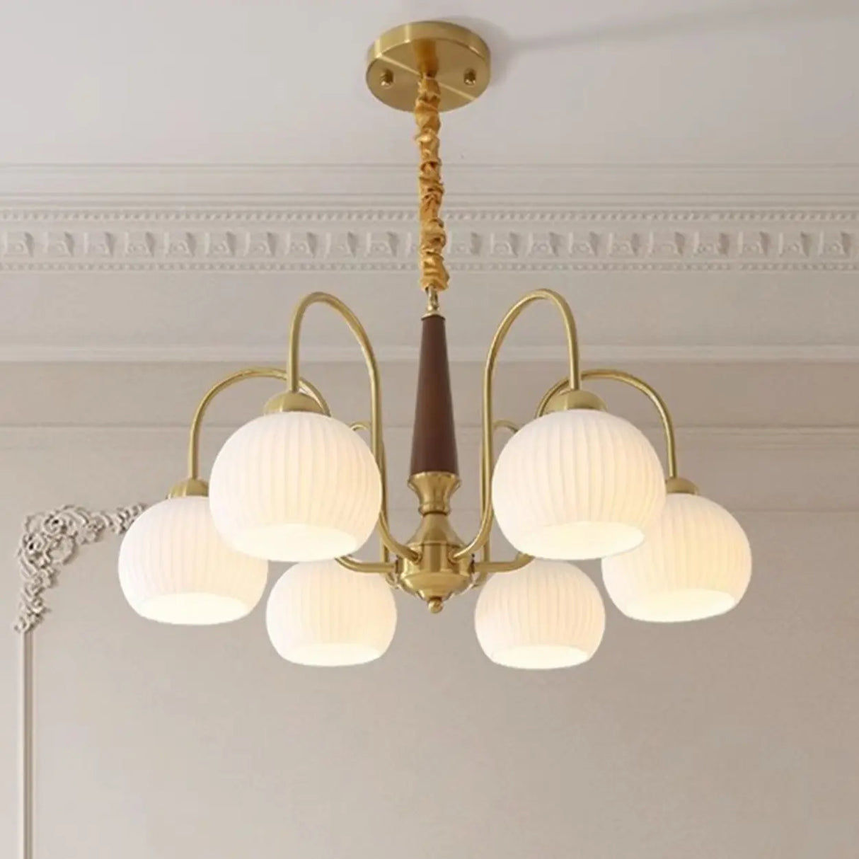 Mid Century White Bubble Ball 8-Light Dining Chandelier Image - 15