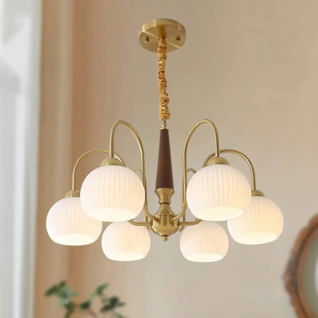 Mid Century White Bubble Ball 8-Light Dining Chandelier Image - 3