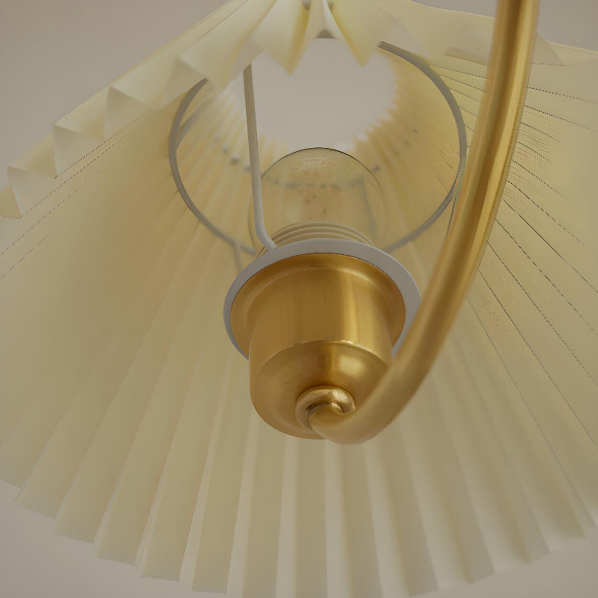 Mid-Century Wood White Pleated Round Chandelier Image - 11