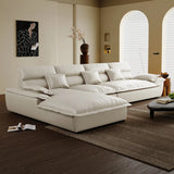 Milk Cocoa Leather L-Shape Left Corner Sectional Image - 3