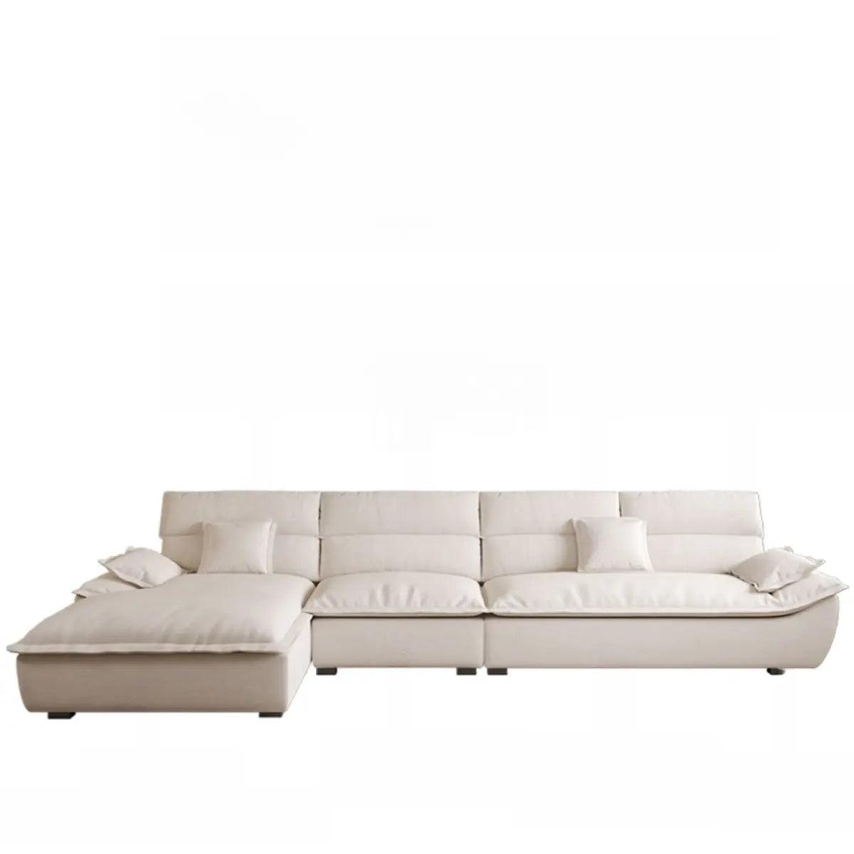 Milk Cocoa Leather L-Shape Left Corner Sectional Image - 8