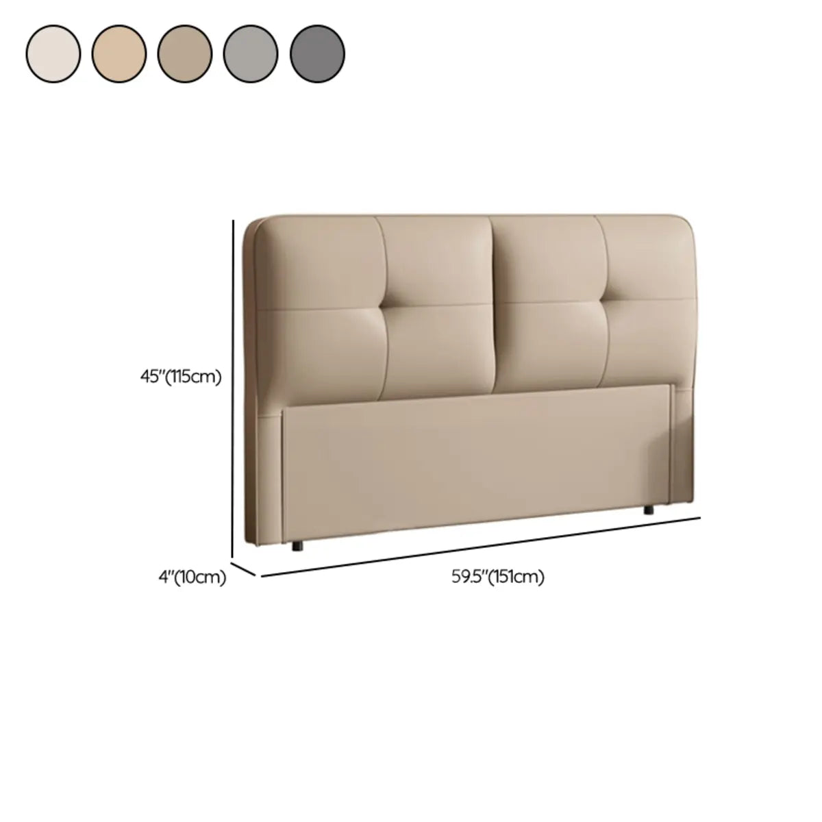 Milk Cocoa Rectangular Upholstered Tufted Headboard 