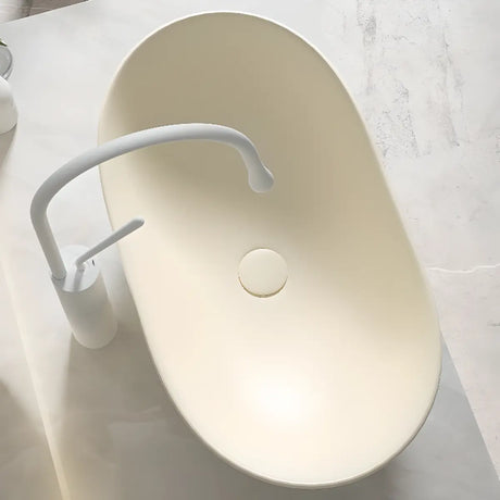 Milky Coffee Oval Ceramic Bathroom Vessel Sinks Image - 1