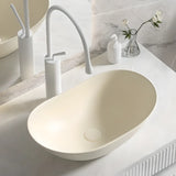 Milky Coffee Oval Ceramic Bathroom Vessel Sinks Image - 12