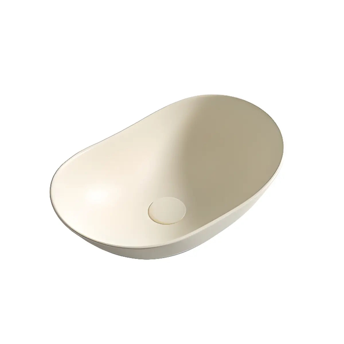 Milky Coffee Oval Ceramic Bathroom Vessel Sinks Image - 15