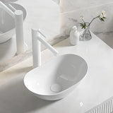 Milky Coffee Oval Ceramic Bathroom Vessel Sinks Image - 20