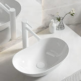 Milky Coffee Oval Ceramic Bathroom Vessel Sinks Image - 22