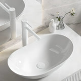 Milky Coffee Oval Ceramic Bathroom Vessel Sinks Image - 24