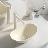 Milky Coffee Oval Ceramic Bathroom Vessel Sinks Image - 26