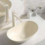 Milky Coffee Oval Ceramic Bathroom Vessel Sinks Image - 28