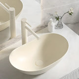 Milky Coffee Oval Ceramic Bathroom Vessel Sinks Image - 29