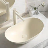 Milky Coffee Oval Ceramic Bathroom Vessel Sinks Image - 30