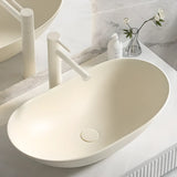 Milky Coffee Oval Ceramic Bathroom Vessel Sinks Image - 31