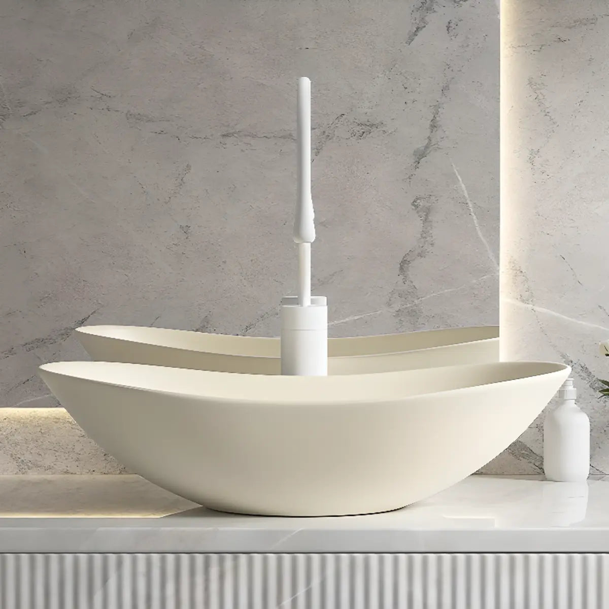 Milky Coffee Oval Ceramic Bathroom Vessel Sinks Image - 4