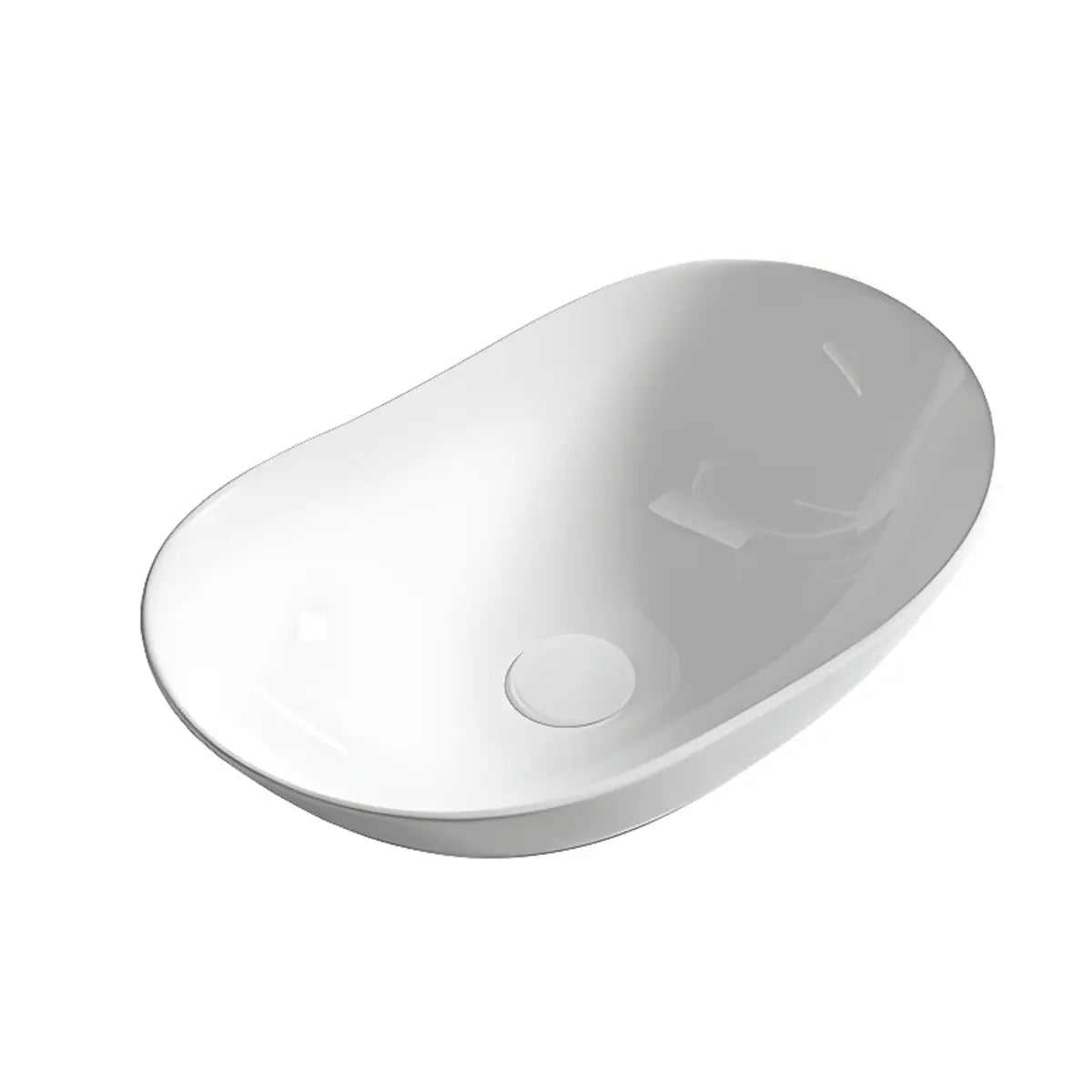 Milky Coffee Oval Ceramic Bathroom Vessel Sinks Image - 5