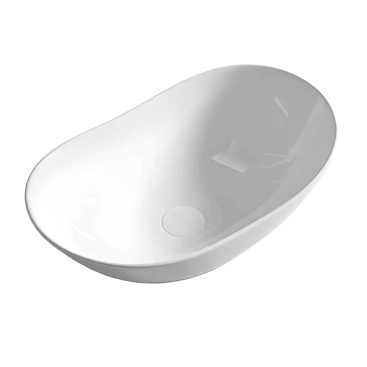 Milky Coffee Oval Ceramic Bathroom Vessel Sinks Image - 7