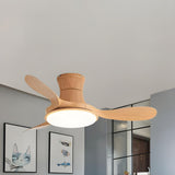 Mini 3 Blade Wood Dimming LED Ceiling Fan with Light Image - 10