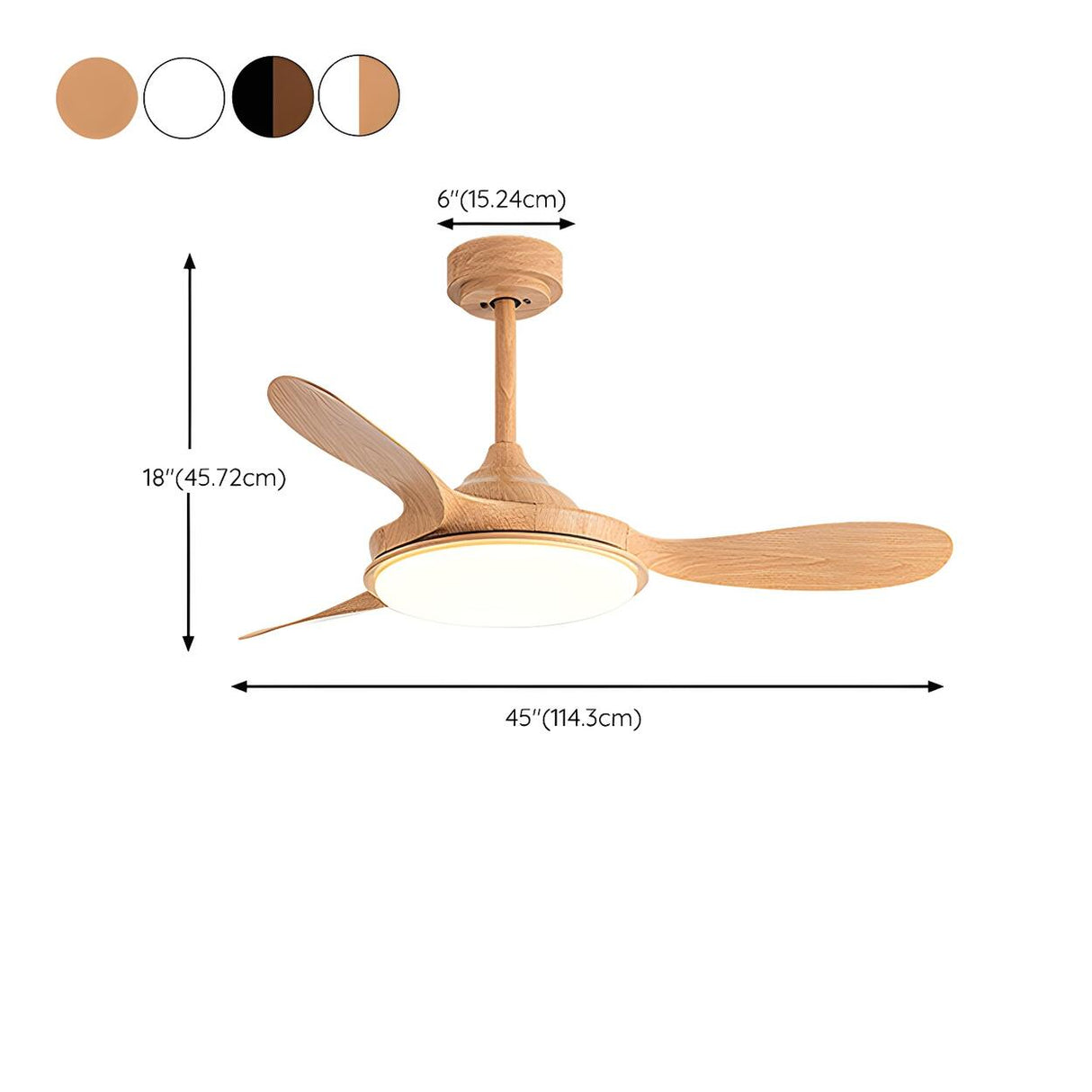 Mini 3 Blade Wood Dimming LED Ceiling Fan with Light 