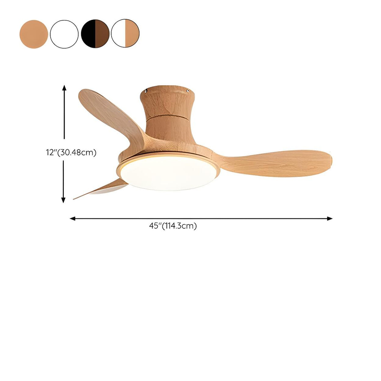 Mini 3 Blade Wood Dimming LED Ceiling Fan with Light Image - 18