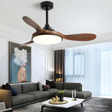 Mini 3 Blade Wood Dimming LED Ceiling Fan with Light Image - 2