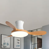 Mini 3 Blade Wood Dimming LED Ceiling Fan with Light Image - 8