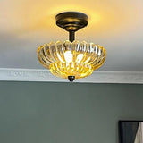 Mini Black Cognac Glass Semi-Flush Mount Ceiling Light Image - 1